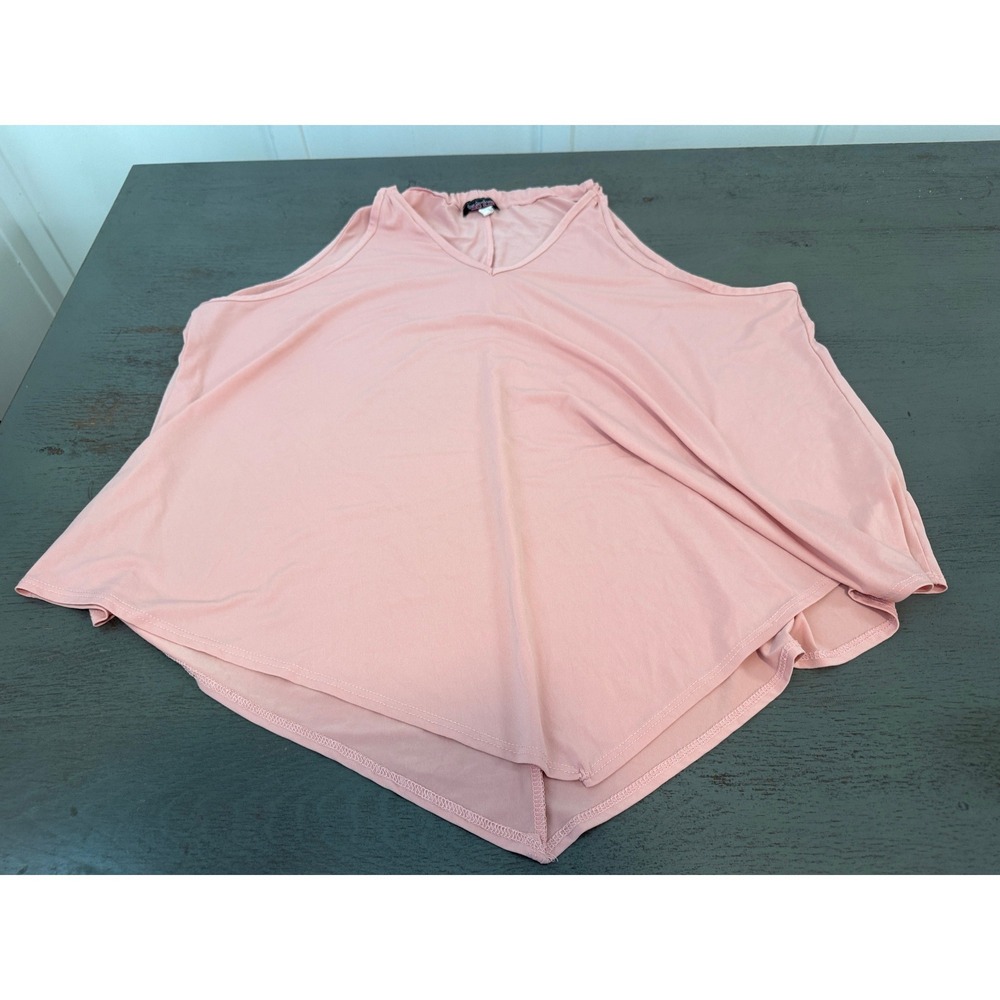 Top Fashion of New York Pink Sharkbite Hem V-Neck Tank Top Plus Size 2X FL1055X